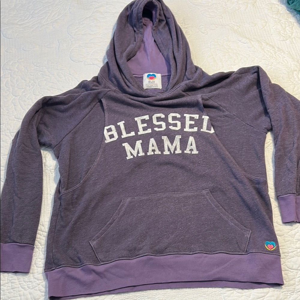 Nursing/Maternity-Purple Blessed Mama Hoodie Soft Sweatshirt- BUN Maternity